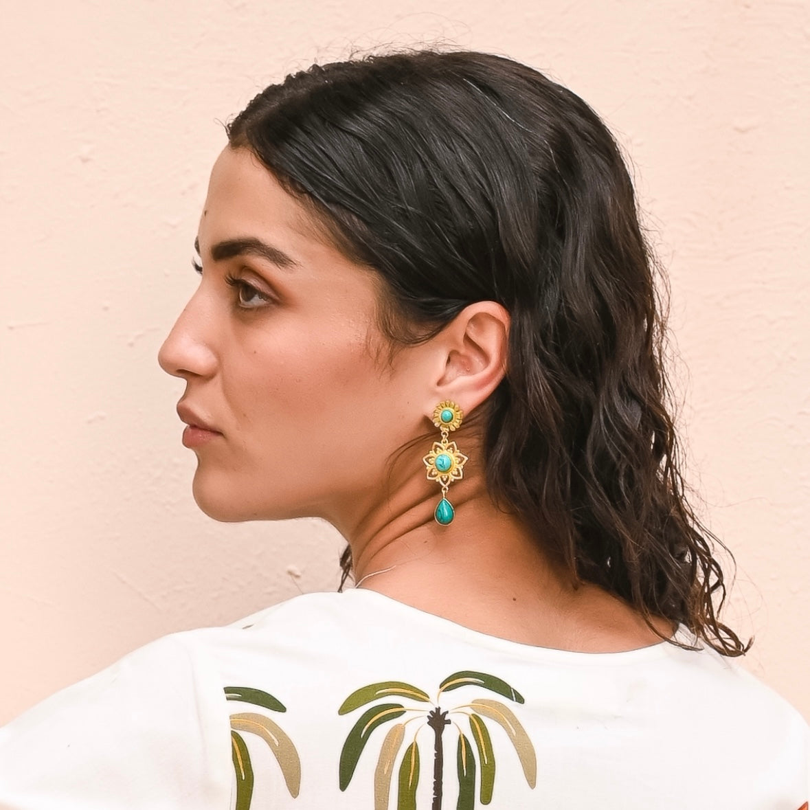 Firoza Phool Earrings
