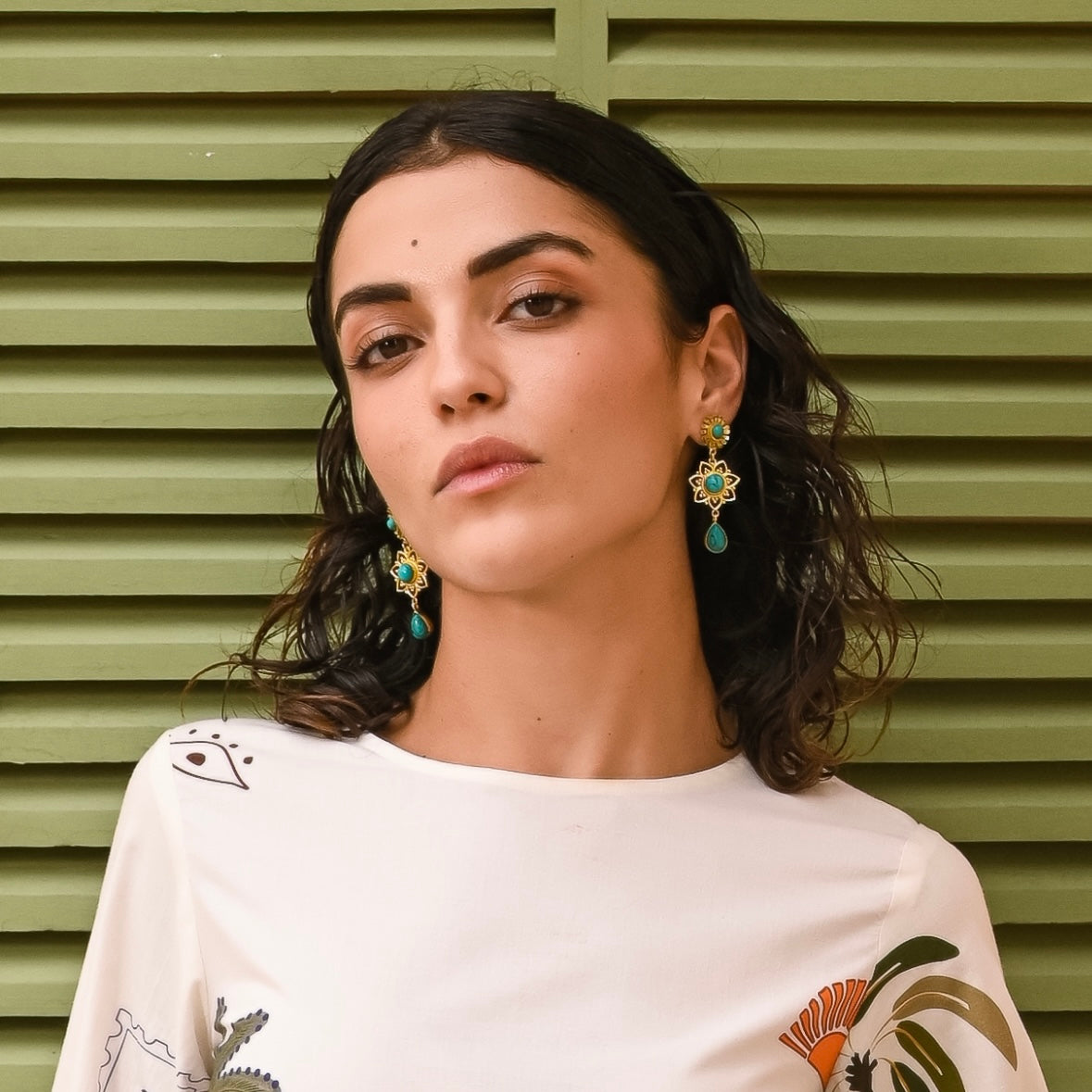 Firoza Phool Earrings