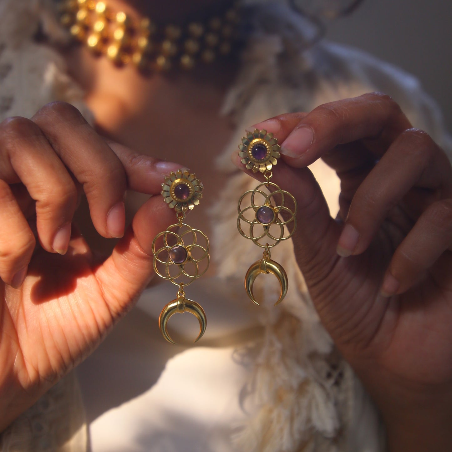 Jamun mandala earrings