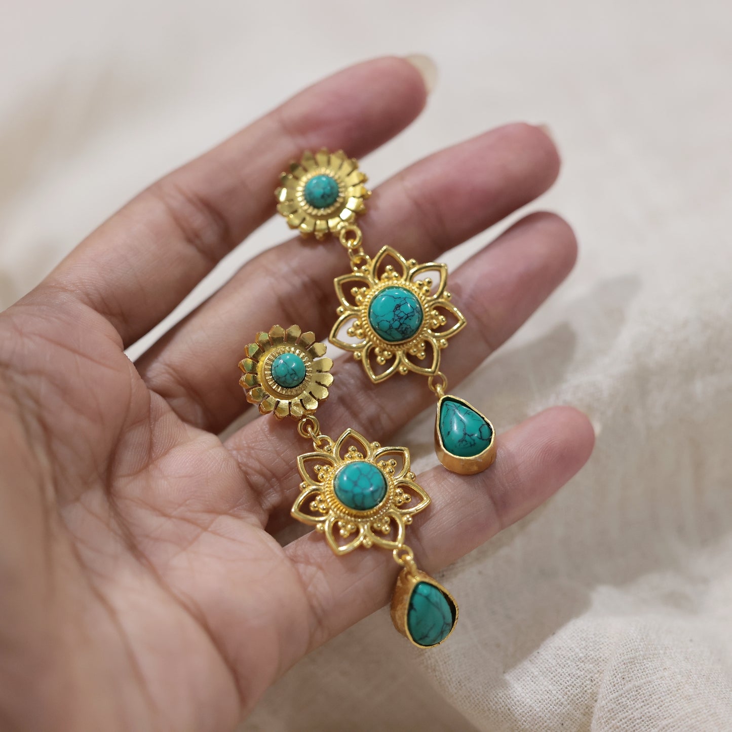 Firoza Phool Earrings