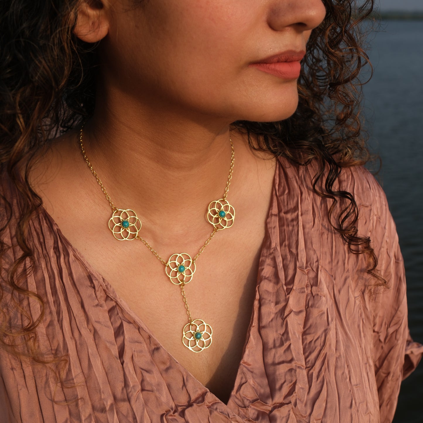 Firoza Mandala Lariat Necklace