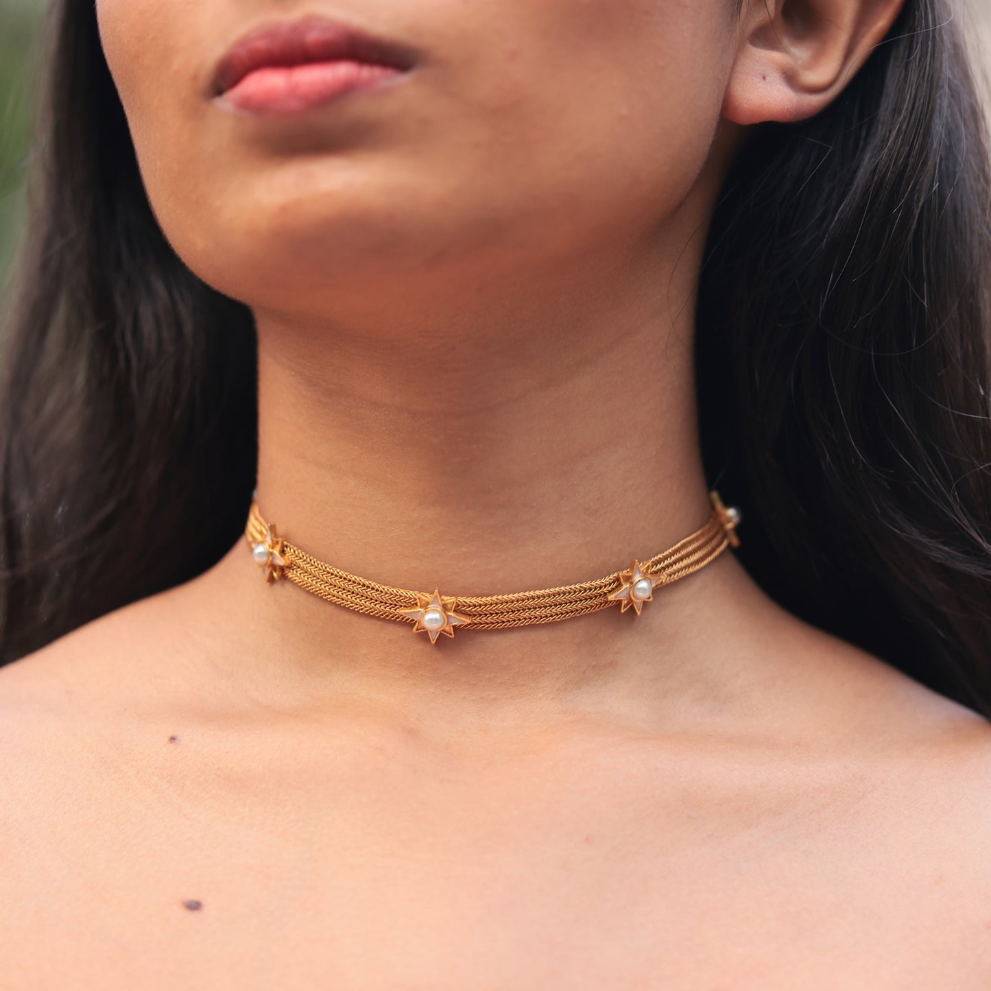 Choti Tara Mesh Choker - Pearl