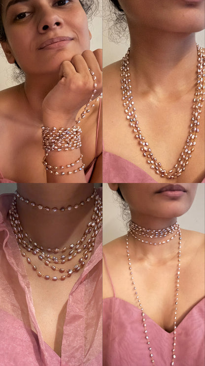 Laila Multi layer rope - Pink/Lavender - Made to order