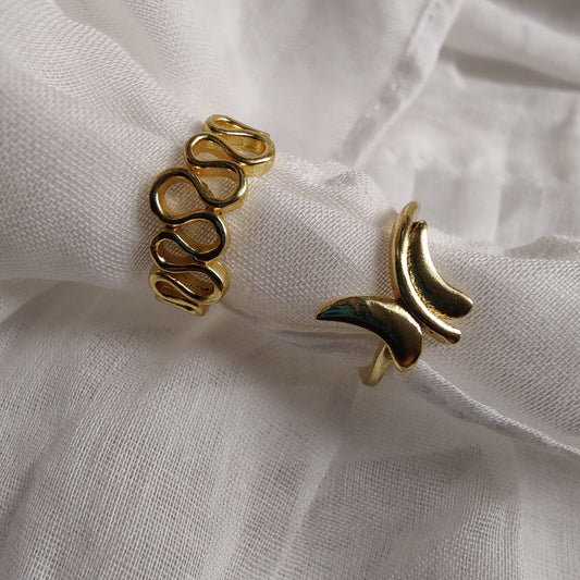Butterfly - Wave Midi Ring Pair