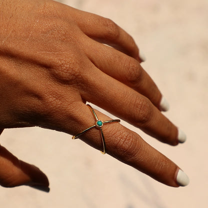 Turquoise Firoza X Ring